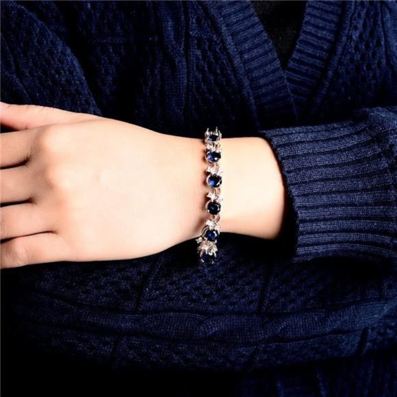 Blossom CZ Tennis Bracelet, 6 Colors, White Gold Plated - Picture 1 of 6